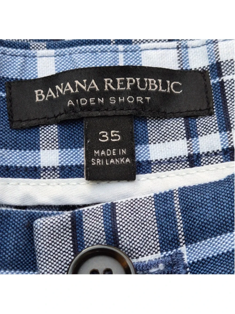Men's Banana Republic Plaid Flat Front Shorts Blue Waist 35